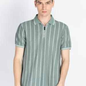 Mens Striped Polo Collar T-Shirt